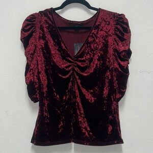 Material Girl Velvet Ruched Burgundy Top NWT